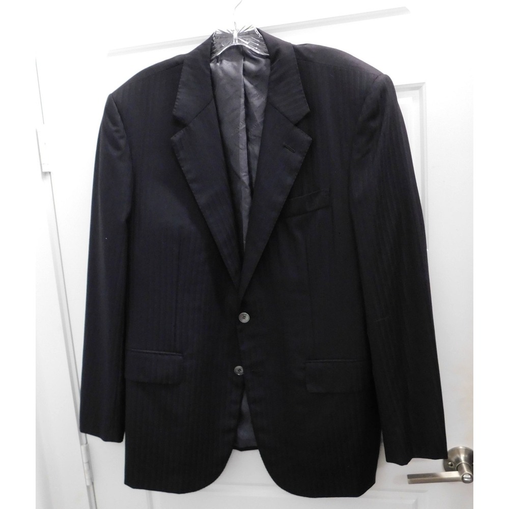 Stefano Ricci 52R/42R Black Striped 100% Wool Super 180 Sport Coat Italy